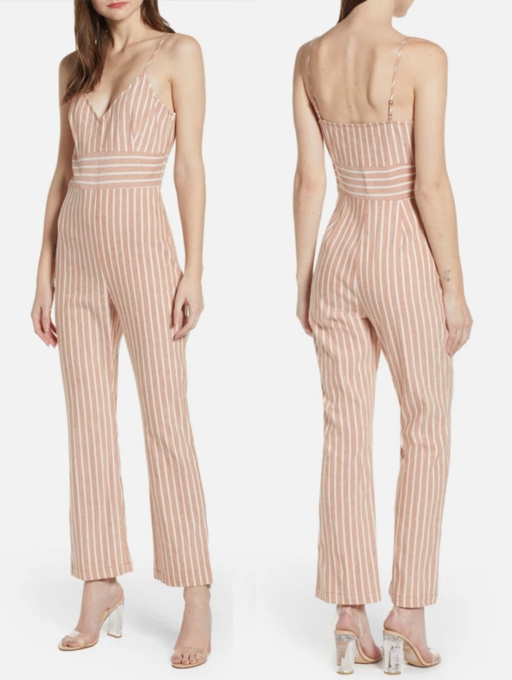 Leith Striped Linen Blend Jumpsuit XXS